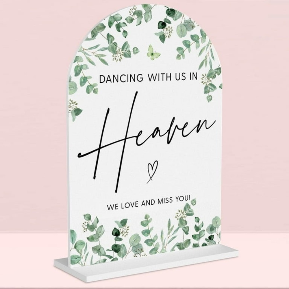 Dancing With Us In Heaven Sign Memorial Plaque for Wedding Event Table